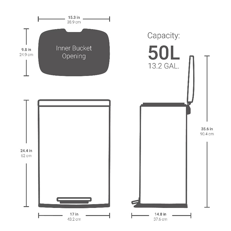 Fingerprint-resistant soft-lid - Commercial Kitchen Bin review and price